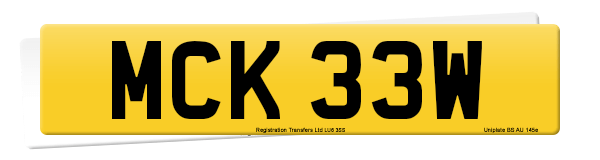 Registration number MCK 33W